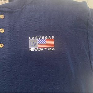 Vintage Cal Cru Las Vegas 3 Button Single Stitch Henley XL Blue Made in USA
